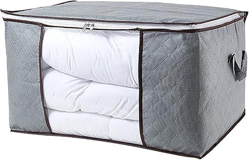 Bolsas de almacenamiento plegables de 90 L, contenedores de almacenamiento plegables para armario, con asa duradera para ropa, mantas, edredones,
