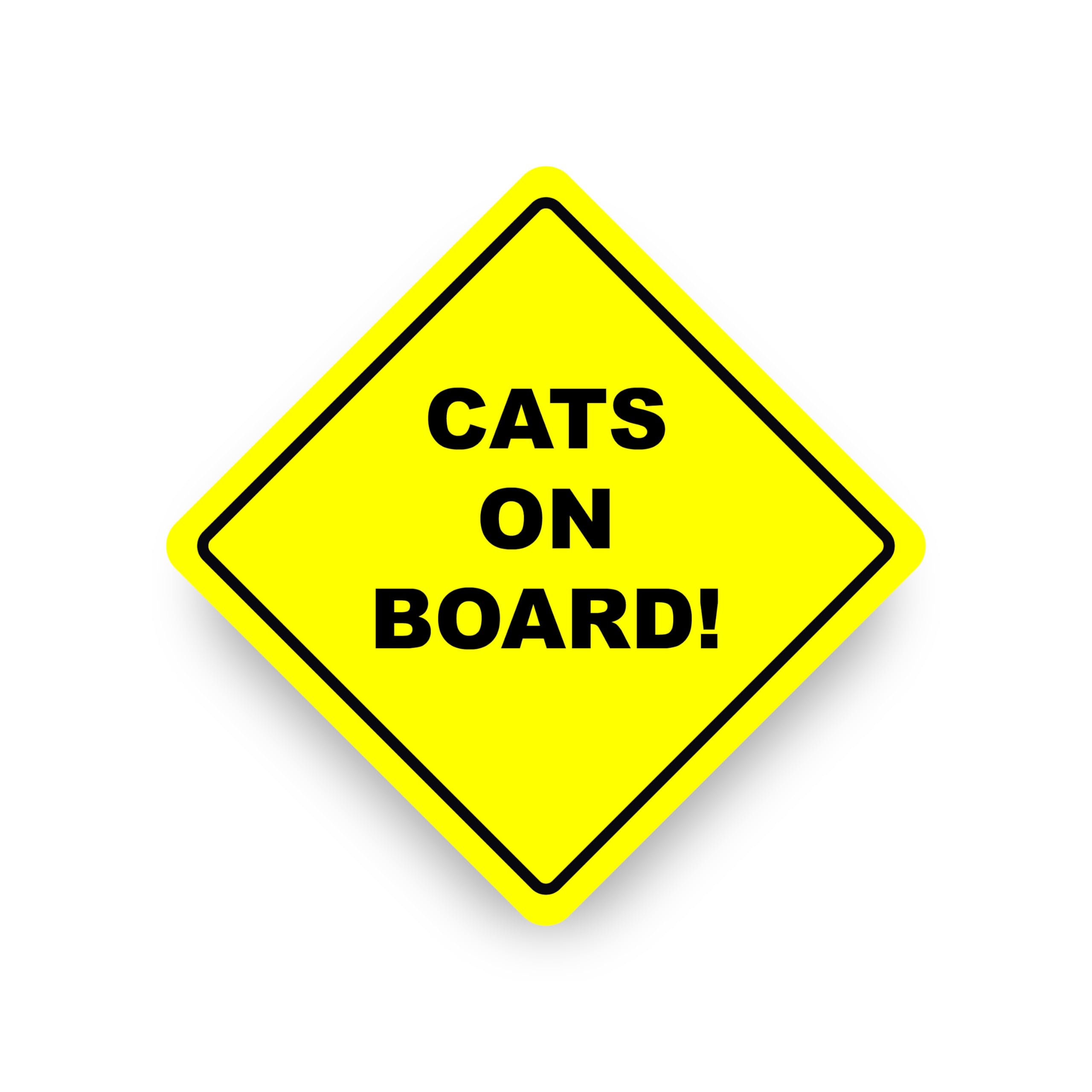 Printsuperstar Yellow Cats On Board Warning Safety Bumper Sticker Sign Car Vinyl Vehicle