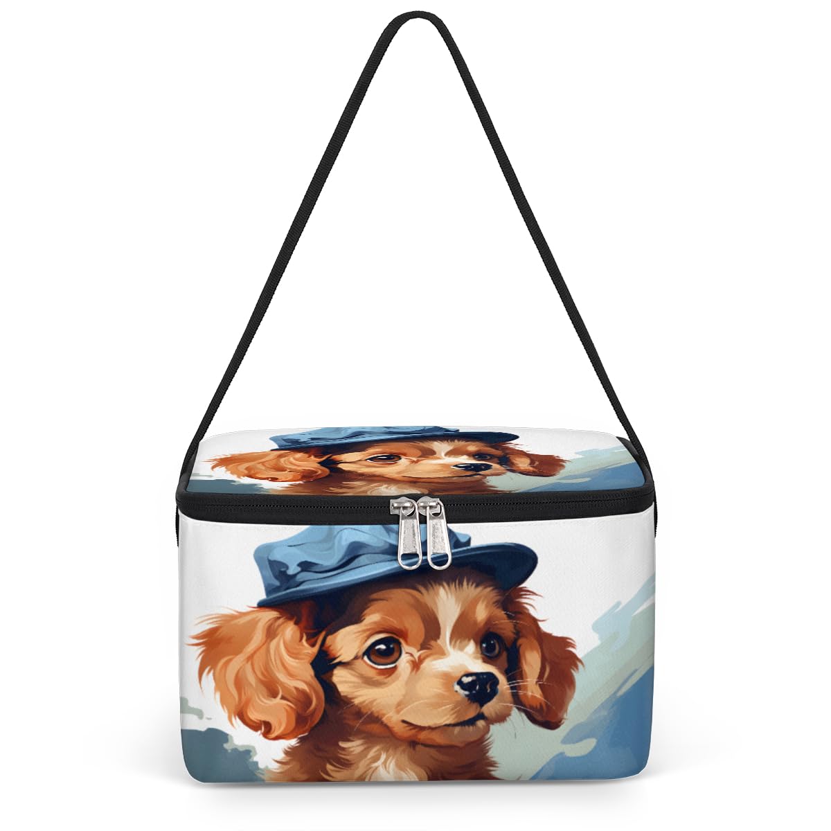 GzLeyigou Cartoon Dog Lunch Bags for Women Men 9 Cans, Hot & Cold Food Delivery Bag Insulated Grocery Bag Insulated Lunch Box Blue Hat Cooler Bag for Office Work Picnic Beach