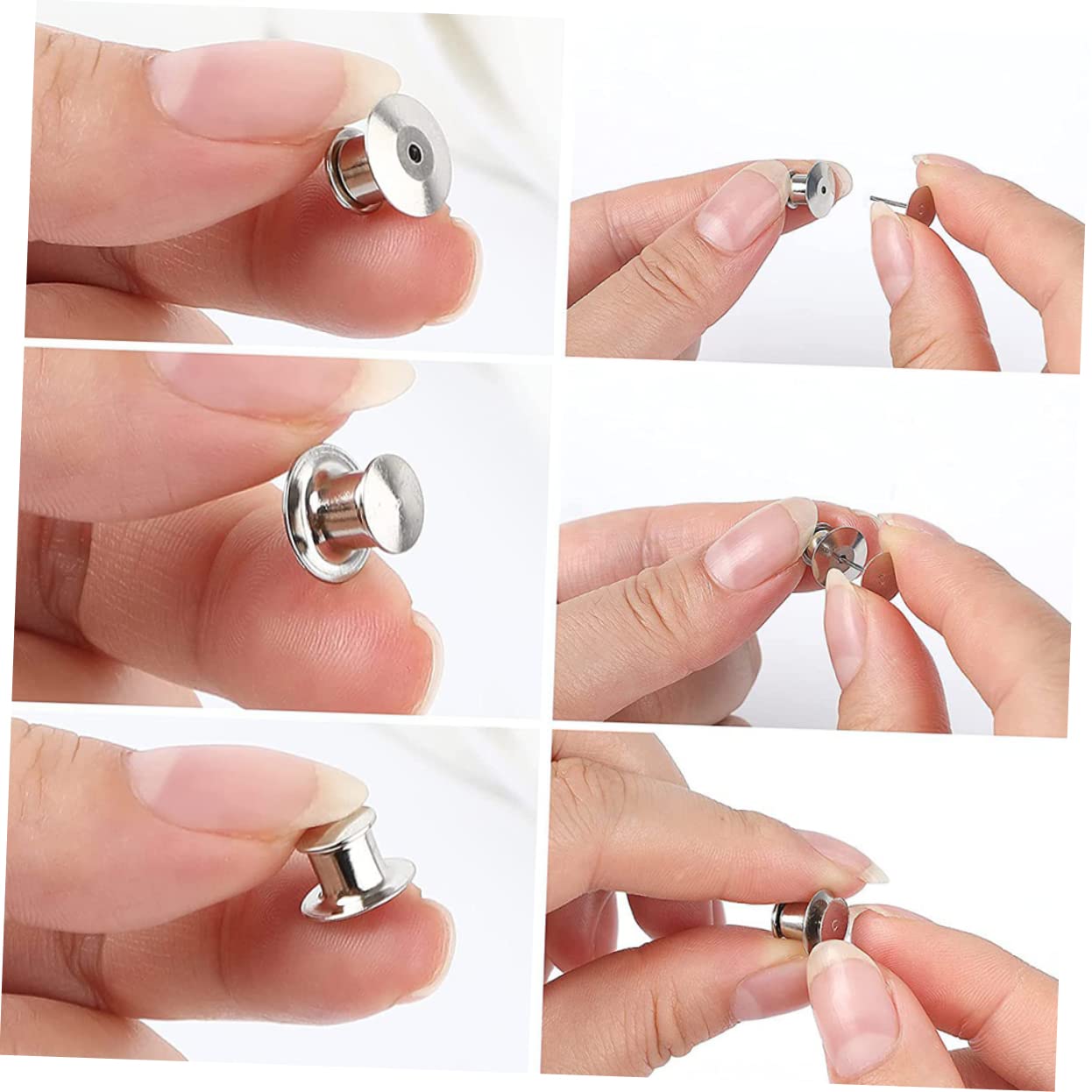 PHENOFICE 20pcs Anti-Glare Buttons Pin Backs Locking Pins for Lapel Brooch DIY Accessories Professional Parts