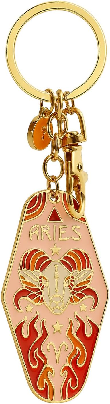 Zodiac Motel Keychain Boho Vintage Hotel Keychain Purse Bag Charms for Handbags Cute Car Keys Accessories Gifts for Women