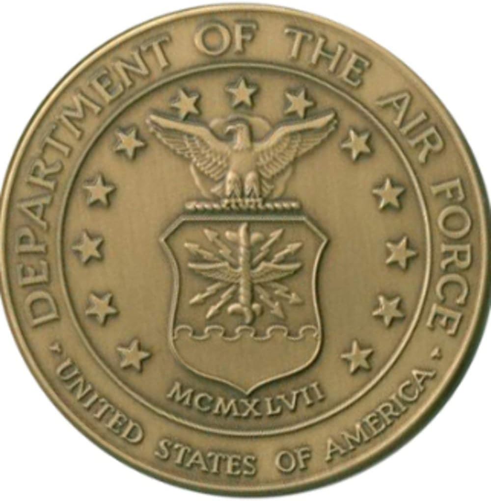 Flags connections Air Force Service Medallion, Brass Air Force Medallion.
