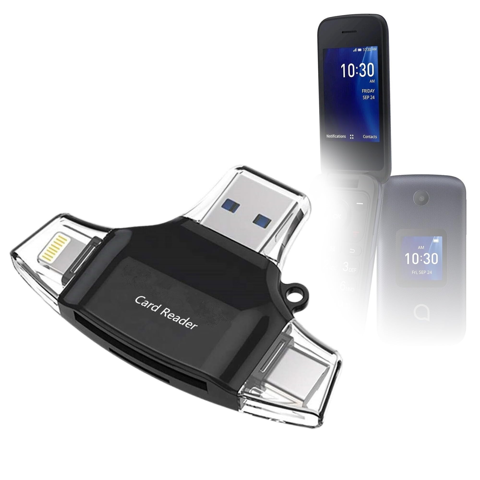 BoxWave Smart Gadget Compatible with TCL FLIP Go - AllReader SD Card Reader, microSD Card Reader SD Compact USB - Jet Black-picture-22