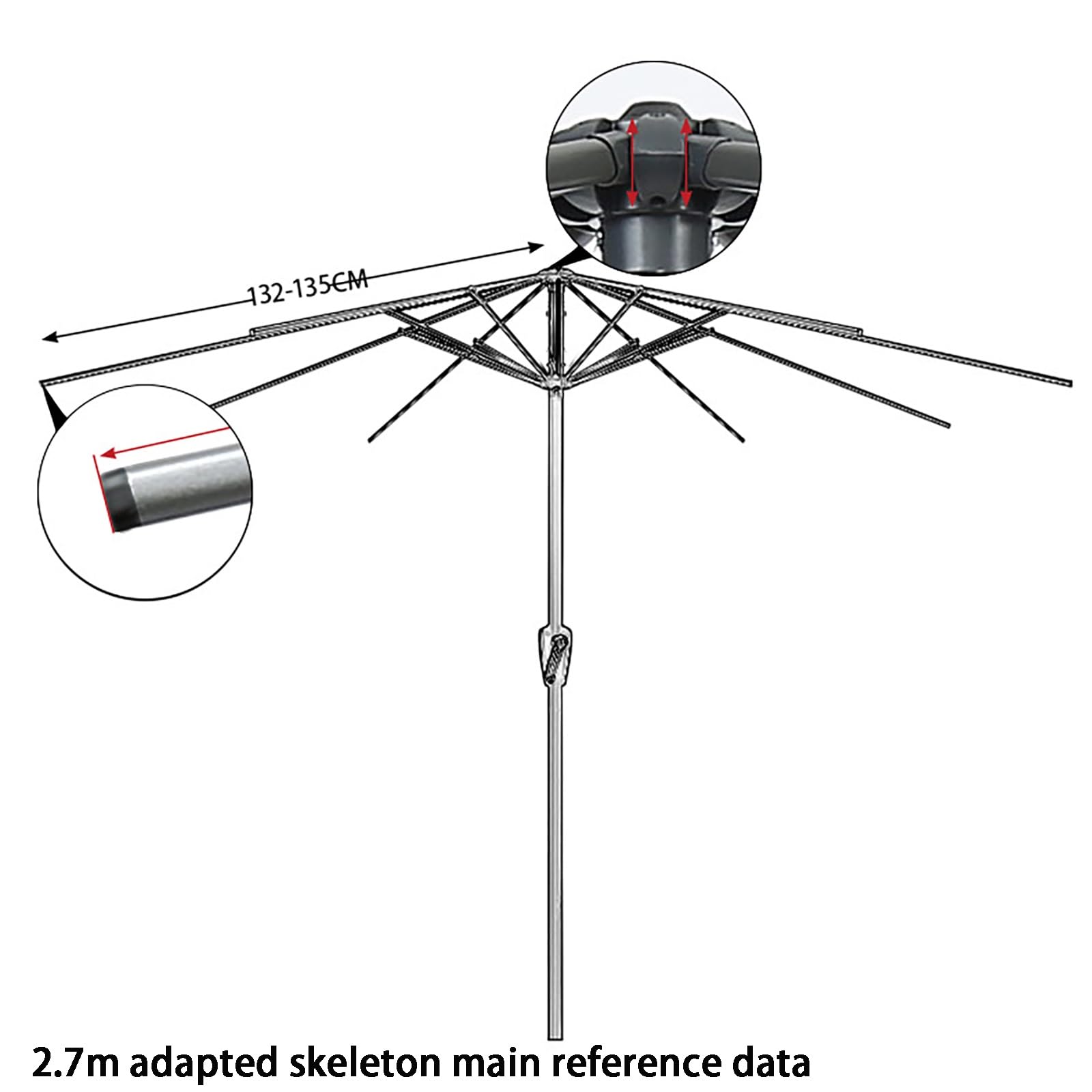 Telo di Ricambio per ombrellone, 2 m/2,7 m/300 cm, 6 Stecche/8 Stecche, Telo di Ricambio per ombrellone, Telo di Ricambio Universale per ombrellone, per Giardino, pa,Dark Green-2.7m/8 Rib