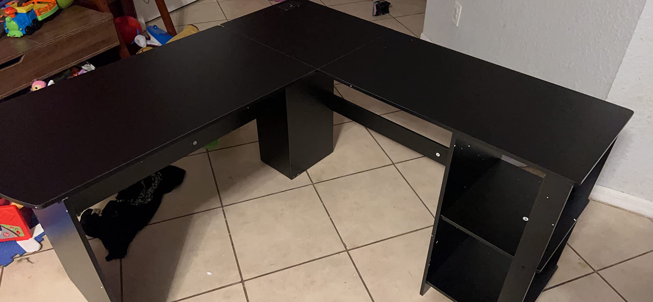 18/mo Finance SHW LShaped Home Office Corner Desk Wood Top, Oak