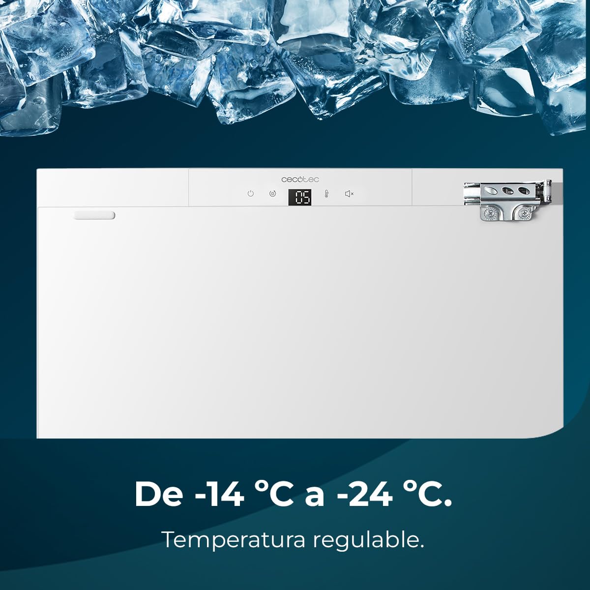 Cecotec Bolero Coolmarket TF BI 101 Congélateur Intégrable 101 L Blanc Écran Tactile Fast Freezing Porte Réversible Température Réglable -14 °C à -24 °C LED Intérieur Alarme