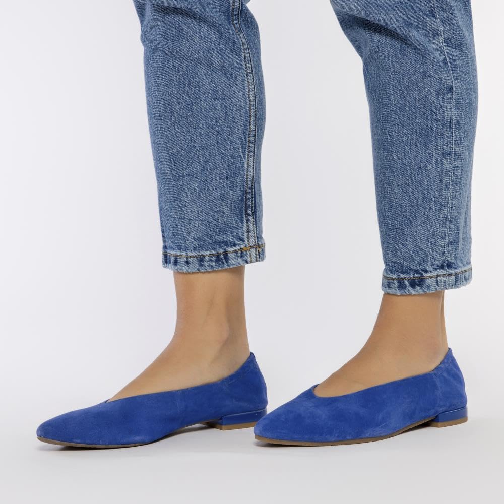 Ballerine in Pelle Blu con Punta Sottile E Tacco Arruffato per Donna GAGEAC
