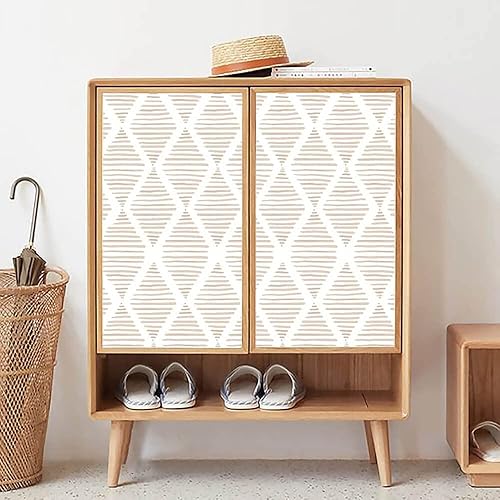 Miniatura 3 de Papel tapiz moderno de color blanco y beige para despegar y pegar, a rayas, extraíble, de vinilo, impermeable, papel de contacto, estante de papel