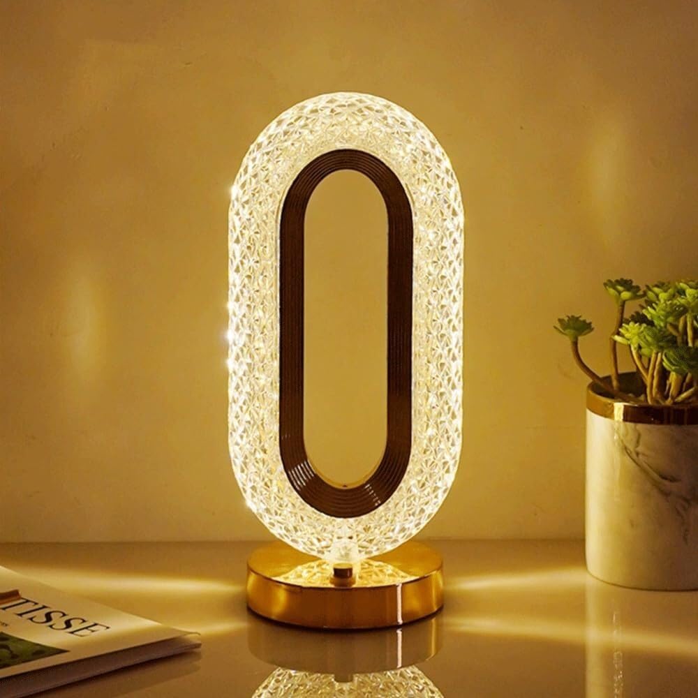 Nowoczesna owalna kryształowa lampa biurkowa bezprzewodowa dotykowa lampa biurkowa romantyczna i wygodna lampa do pokoju dziecięcego lub willi lampa biurkowa