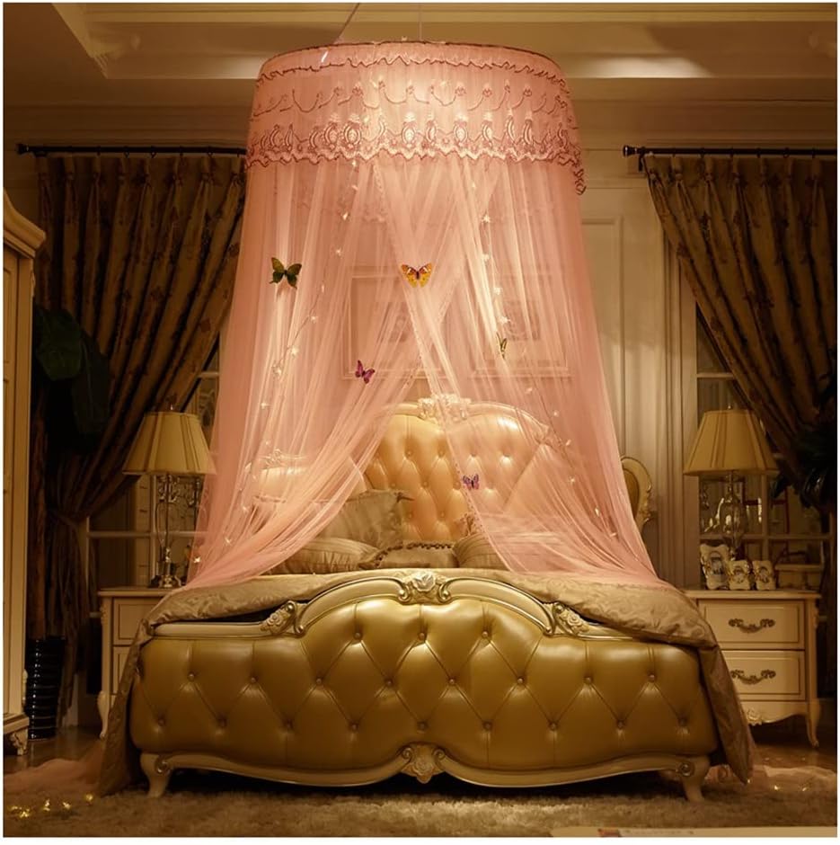 Fabric Bed Drapes Mesh Protection Canopy Shielding Netting,Bed Canopy Floor-to-Ceiling Mosquito Net for Home Bedroom, The Extended Tent Bed Canopy Does Not Need to Be Installed, Fits All Bed