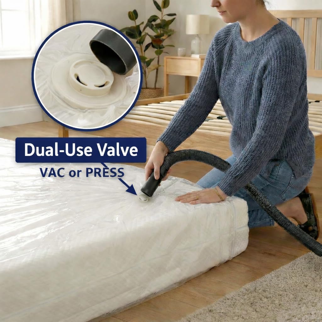 Hefty Shrink-Pak Mattress Bags for Moving - King/California King Size | Heavy Duty & Water Resistant Vacuum Compression Mattress Bag, Storage Protection Mattress Cover for Moving