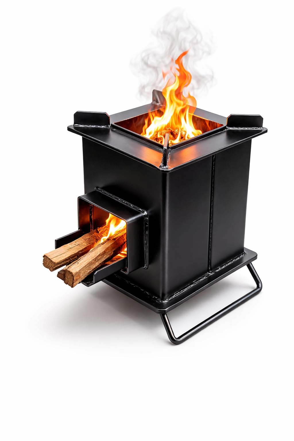 Wood Fired Rocket Stove Smokeless for Home & Large Family | Lakdi Ka Mitti Ka Chulha Angeethi Sidgi | Outdoor Cooking Picnic Camping Hiking Barbeque BBQ | Heavy Duty Metal-picture-28
