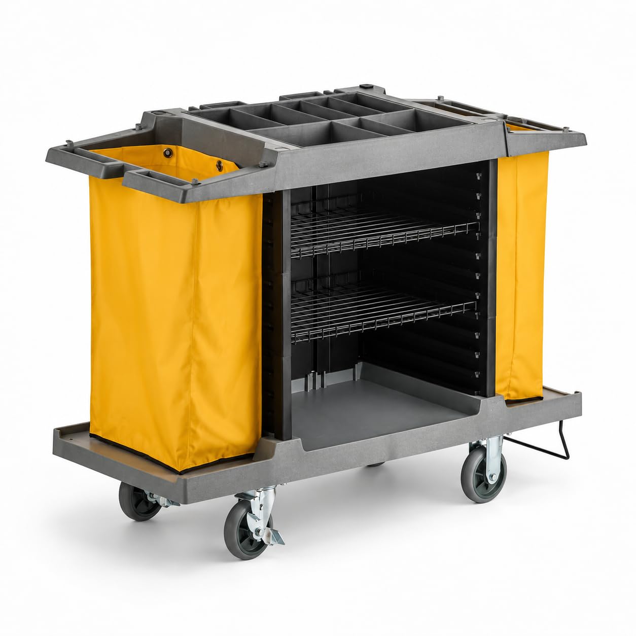 Housekeeping Cart with 3 Shelves by Glownary – Structural Foam, Gray, Model Hkcart3s