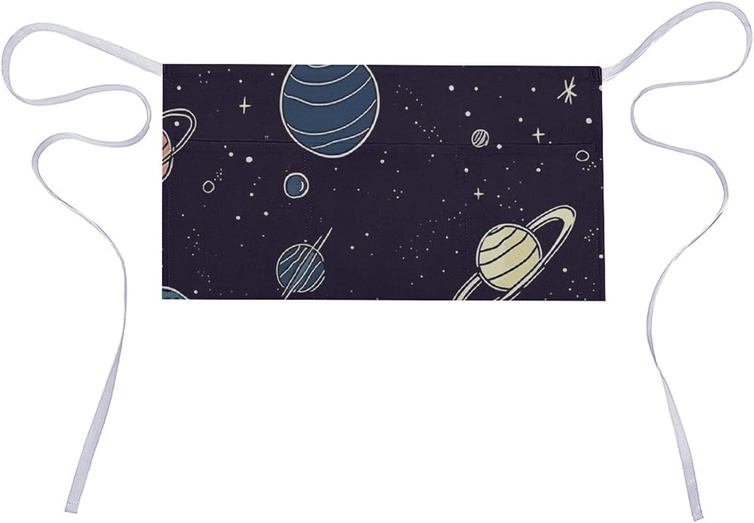 Space Planet Pattern Waist Apron with Pocket Waterdrop Resistant Kitchen Cooking Apron Half Bistro Server Aprons Adjustable Chef Aprons for Women Men, 23.6 X 11.8 Inch