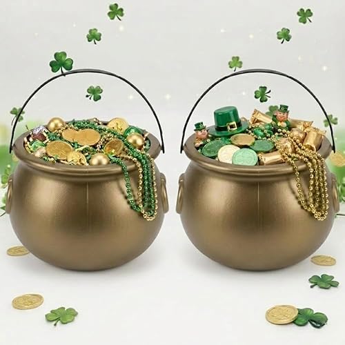 Miniatura 26 de PMU Caldero de plástico negro para el Día de San Patricio de 8 pulgadas, caldero de plástico negro para el duende del día de San Patricio y Mardi