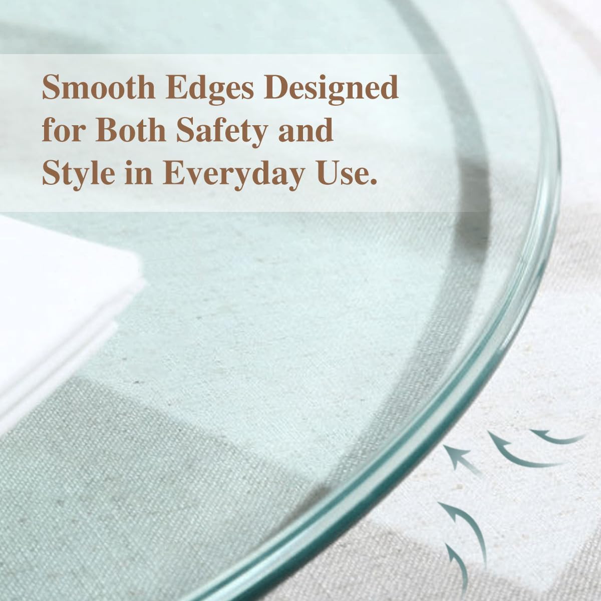 JUFU 40" Round Tempered Glass Table Top, 0.35" Thick with Pencil Edge – for Dining, Coffee, Office, Side, Restaurant Use