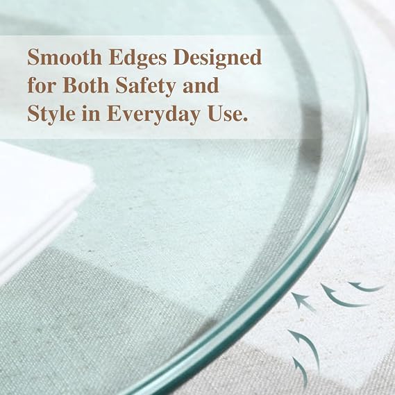 JUFU 40 Round Tempered Glass Table Top, 0.35 Thick with Pencil Edge for Dining, Coffee, Office, Side, Restaurant Use