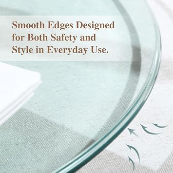 JUFU 40 Round Tempered Glass Table Top, 0.35 Thick with Pencil Edge for Dining, Coffee, Office, Side, Restaurant Use