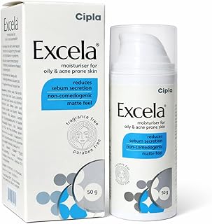 Excela Moisturiser for Oily &amp; Acne Prone Skin, Reduces Sebum Secretion, Non-Comedogenic, Matte Feel, Fragrance Free, Parab...