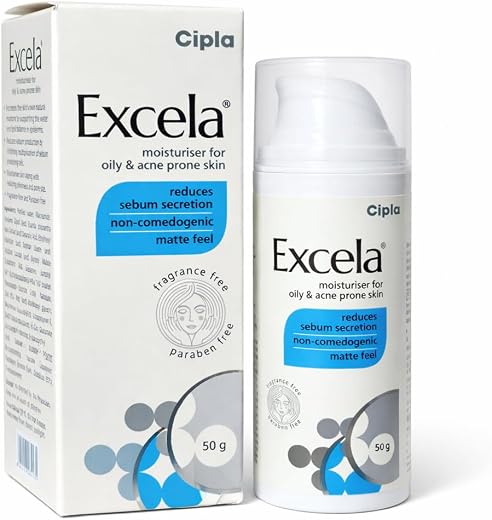 Excela Moisturiser for Oily &amp; Acne Prone Skin, Reduces Sebum Secretion, Non-Comedogenic, Matte Feel, Fragrance Free, Parab...