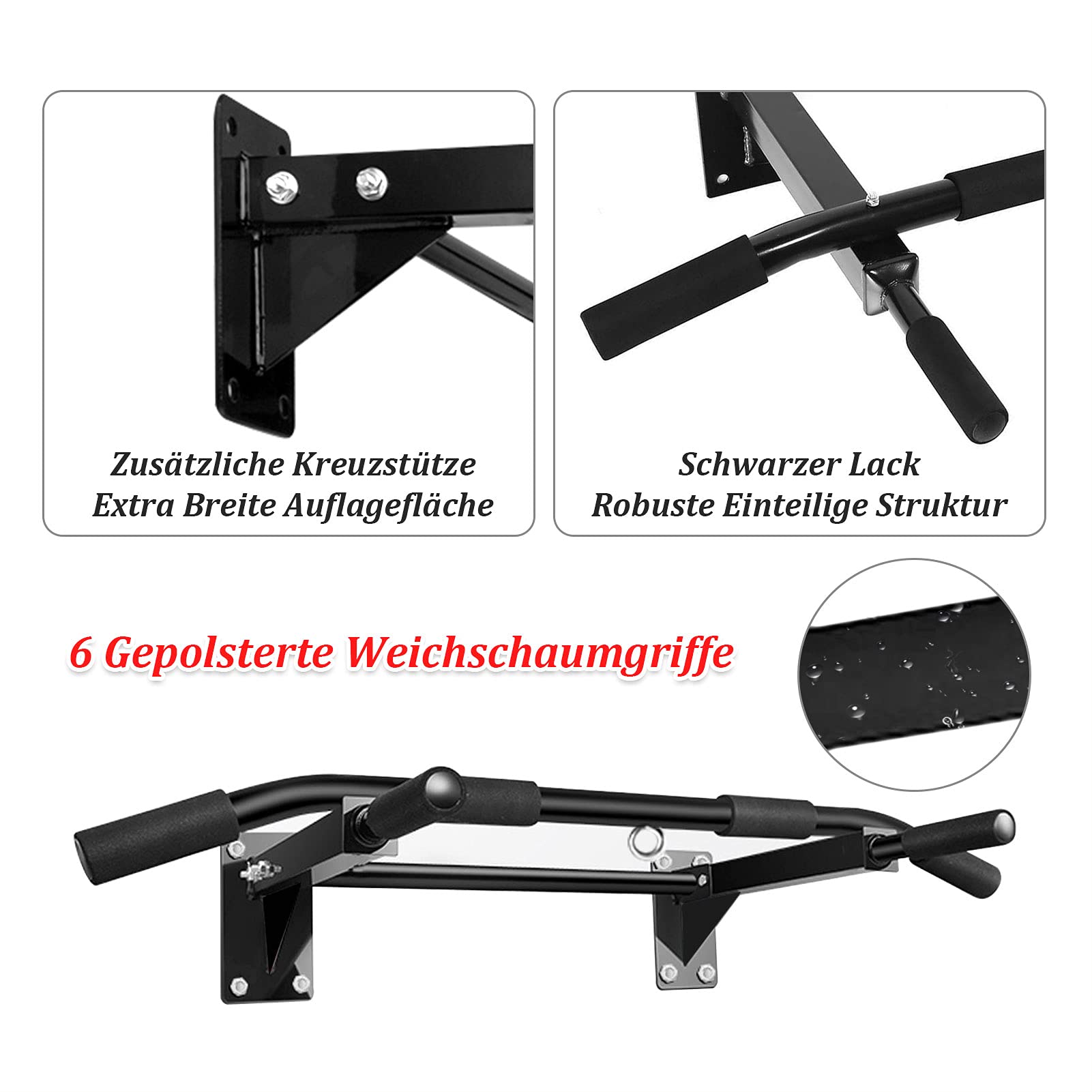 Trintion Klimmzugstange Türrahmen Wand Pull Up Bar Wandmontage Trainingsgeräte Freistehend Türstange Dip Station für Zuhause Home Gym Belastbarkeit bis 300 bl