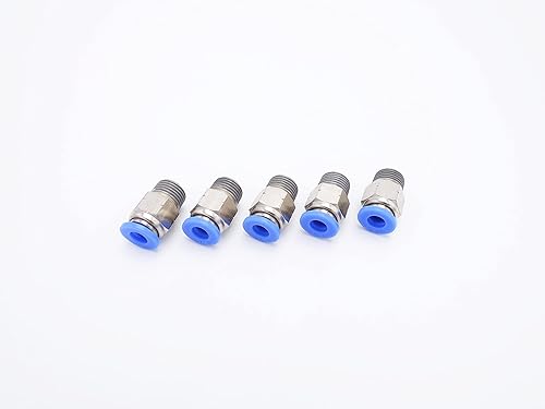 Vista 67 de Empuje para conectar conexión de tubo de 1/8" OD x 1/4" macho NPT rosca, línea de agua recta macho neumática, conectores de empuje rápido