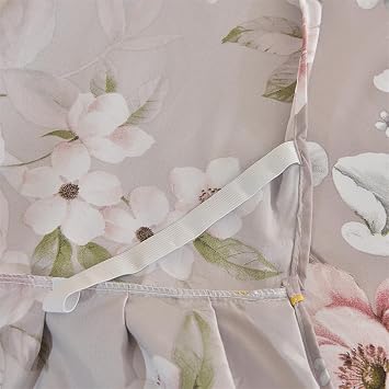 Floral Microfiber Bed Sheet Attached 2 Layers Ruffle Skirt and 2 Pillowcases Set, King, Rosy Brown