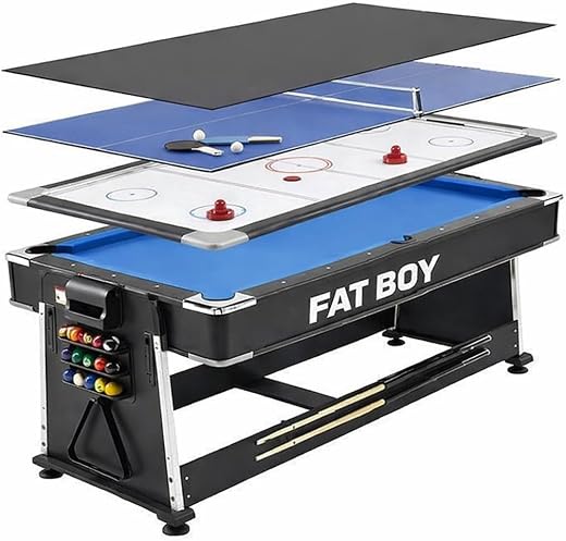 Fat BOY 4 in 1 Multi Functional Pool Table with Air Hockey, Table Tennis, and Dinning Table