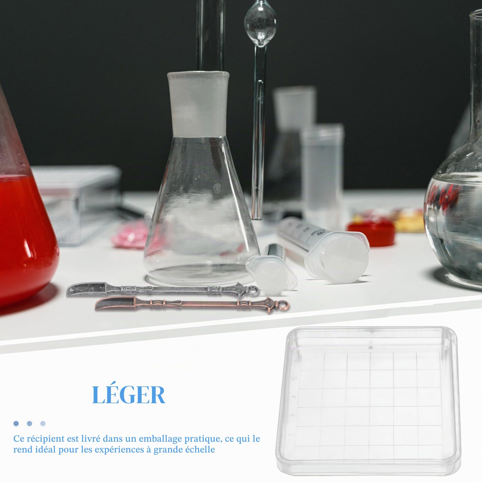 OUNONA Boîtes De Pétri De Laboratoire Carrées 10 Pièces 4X4 Pouces Avec Couvercle Transparent Pour Recherche Scientifique Microbiologie Et Études Cellulaires