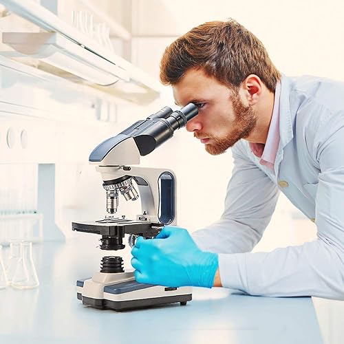 Vista 2 de Swift SW350B 40X-2500X Ampliación, Cabeza de binocular Siedentopf, Microscopio de laboratorio compuesto de grado de investigación con oculares