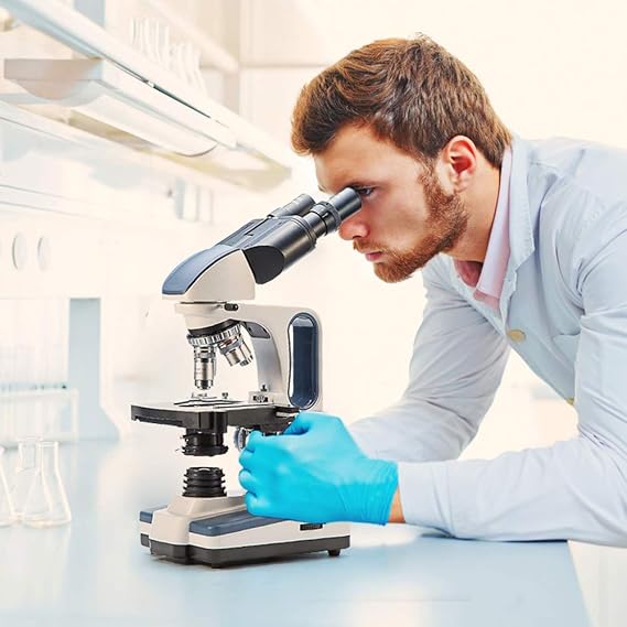 SWIFT SW350B 40X-2500X Magnification, Siedentopf Binocular Head, Research-Grade Compound Lab Microscope with Wide-Field 10X and 25X Eyepieces, Mechanical Stage, Abbe Condenser