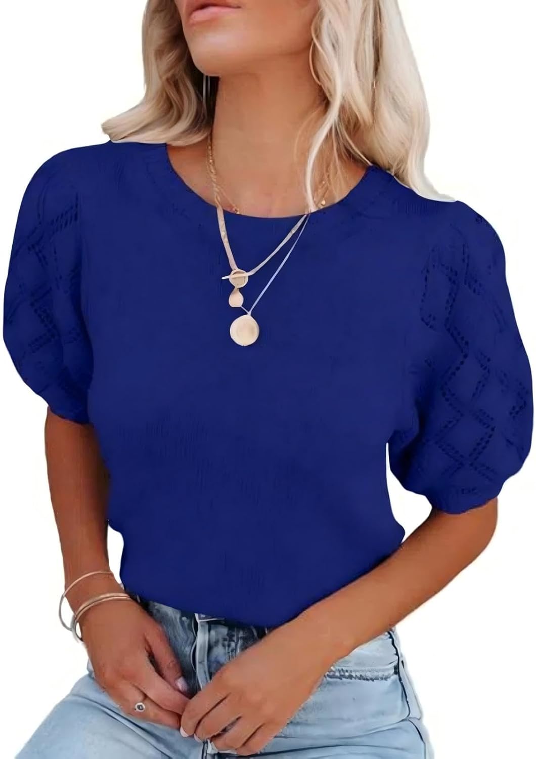 Women's Short Sleeve Sweaters Crew Neck Knit Lightweight Pullover Tops Summer Spring Sweaters 2025 Casual Outfits