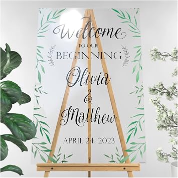 SPEEDYORDERS Floral Wedding Sign, Welcome to Our Beginning, Welcome Wedding Sign, Wedding Reception Banner, Custom Wedding Names Poster, Handmade Party Supply Poster Print