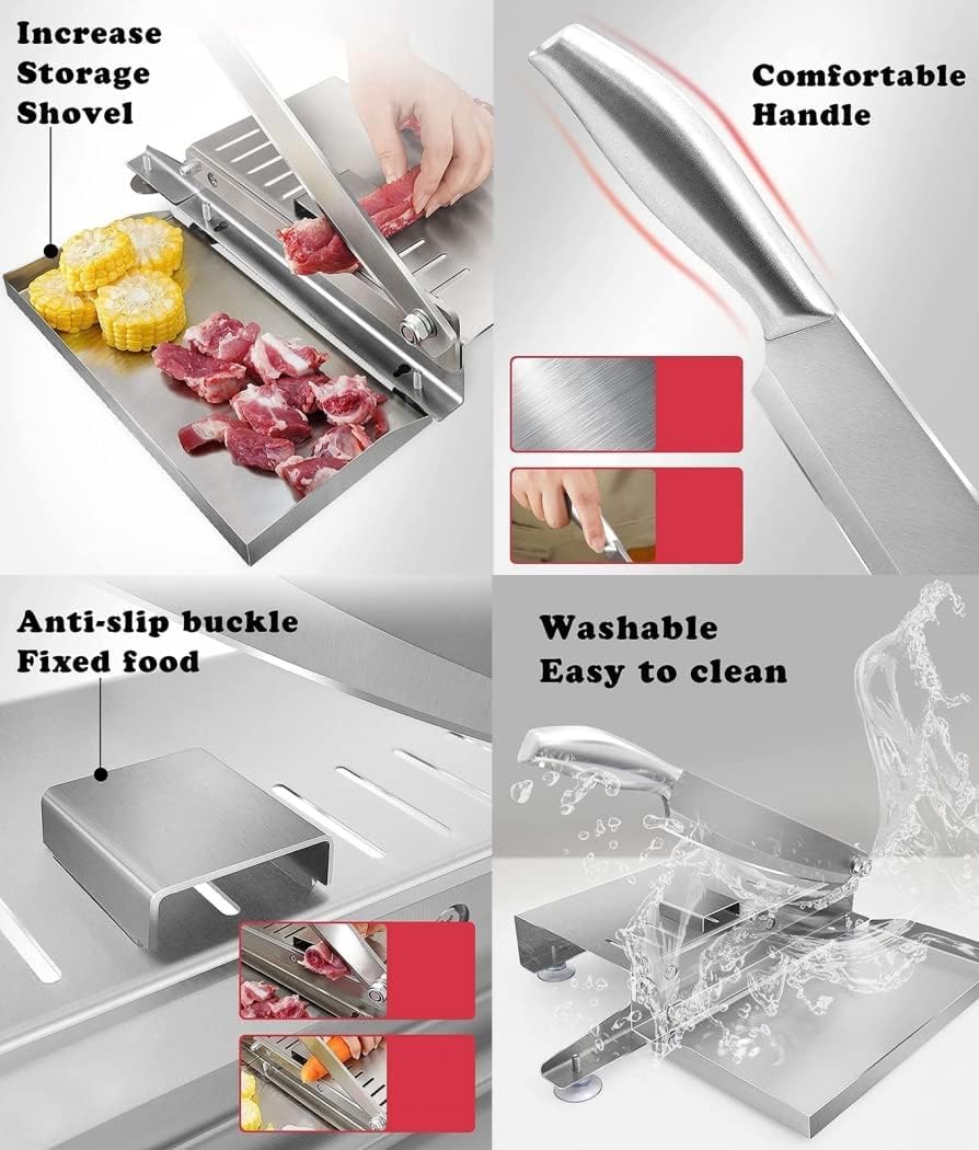 Cortador de carne manual de alta resistencia, cortador de alimentos de acero inoxidable para carne, huesos y verduras, funciona a mano para cocina, carnicería, restaurante