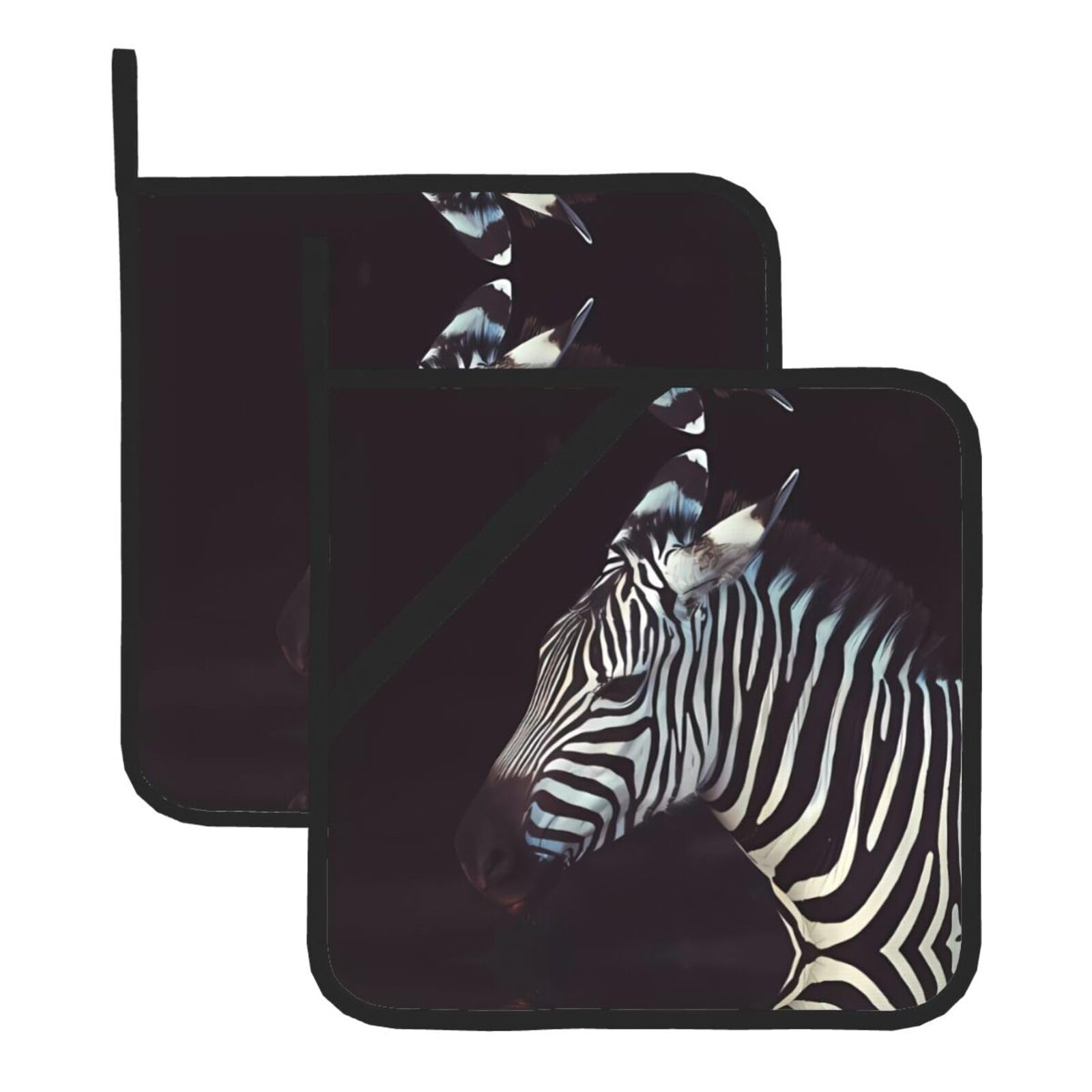 YYHHAOFA Animal Zebra Prints Square Hot Pads - Durable Kitchen Covers for Heat Resistance, Waterproof Protection & Easy Cleaning - 2-Pack with Hanging Loops