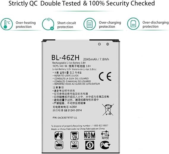 DDONG BL-46ZH Battery for LG Leon Tribute 2 K7 LS675 D213 H340 L33 X210 Replacement Battery