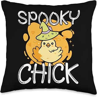 Spooky Chick Halloween Chicken Trick Or Treat Halloween Costume Chicken Farmer Scary Rooster Throw Pillow, 16x16, Multicolor