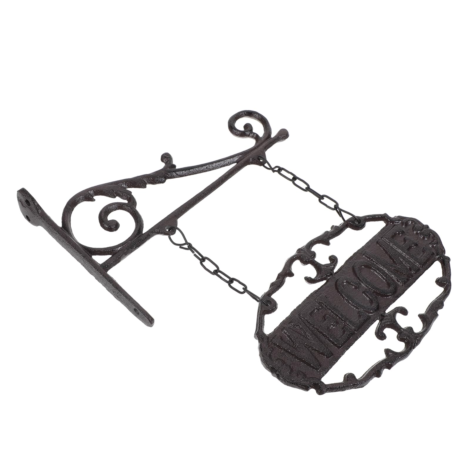 Cartello di Benvenuto Rotondo in Ferro Battuto da Appendere alla Porta D’ingresso, Targa Decorativa Vintage Resistente per Veranda e Uso Esterno, Insegna in Metallo Sospesa