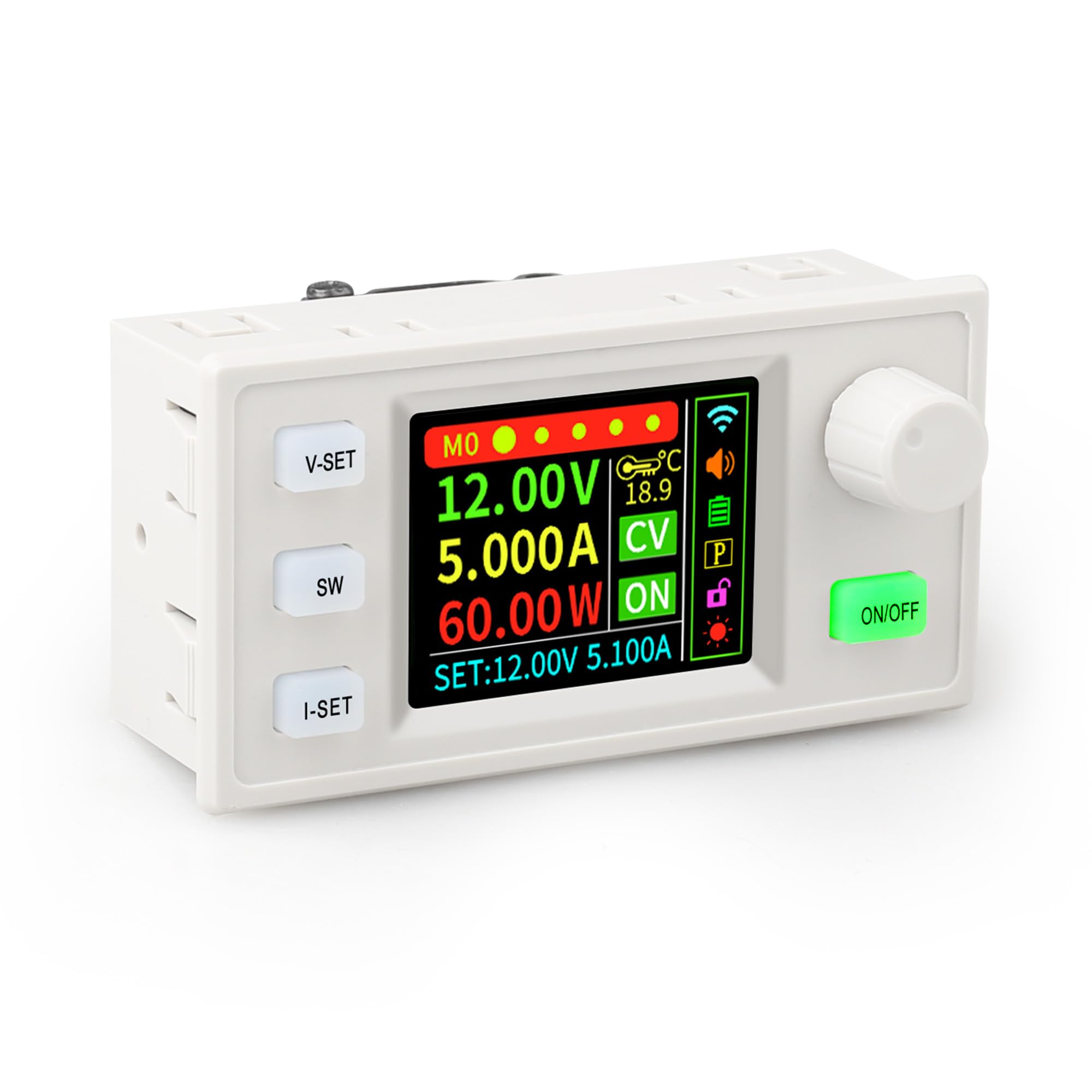 585W Adjustable DC-DC Buck Converter – 0-65V 0-9A Output, 12-72V Input, with MPPT, CV/CC Mode, Anti-Backflow, 1.8" TFT LCD Display, White Shell & Silicone Buttons-image-19
