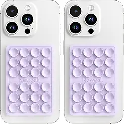 Pacote com 2 capas de telefone com sucção de silicone, suporte adesivo de silicone para iPhone e Android, aderência mãos livres para selfies e TikTok, presente para mulheres (roxo claro)