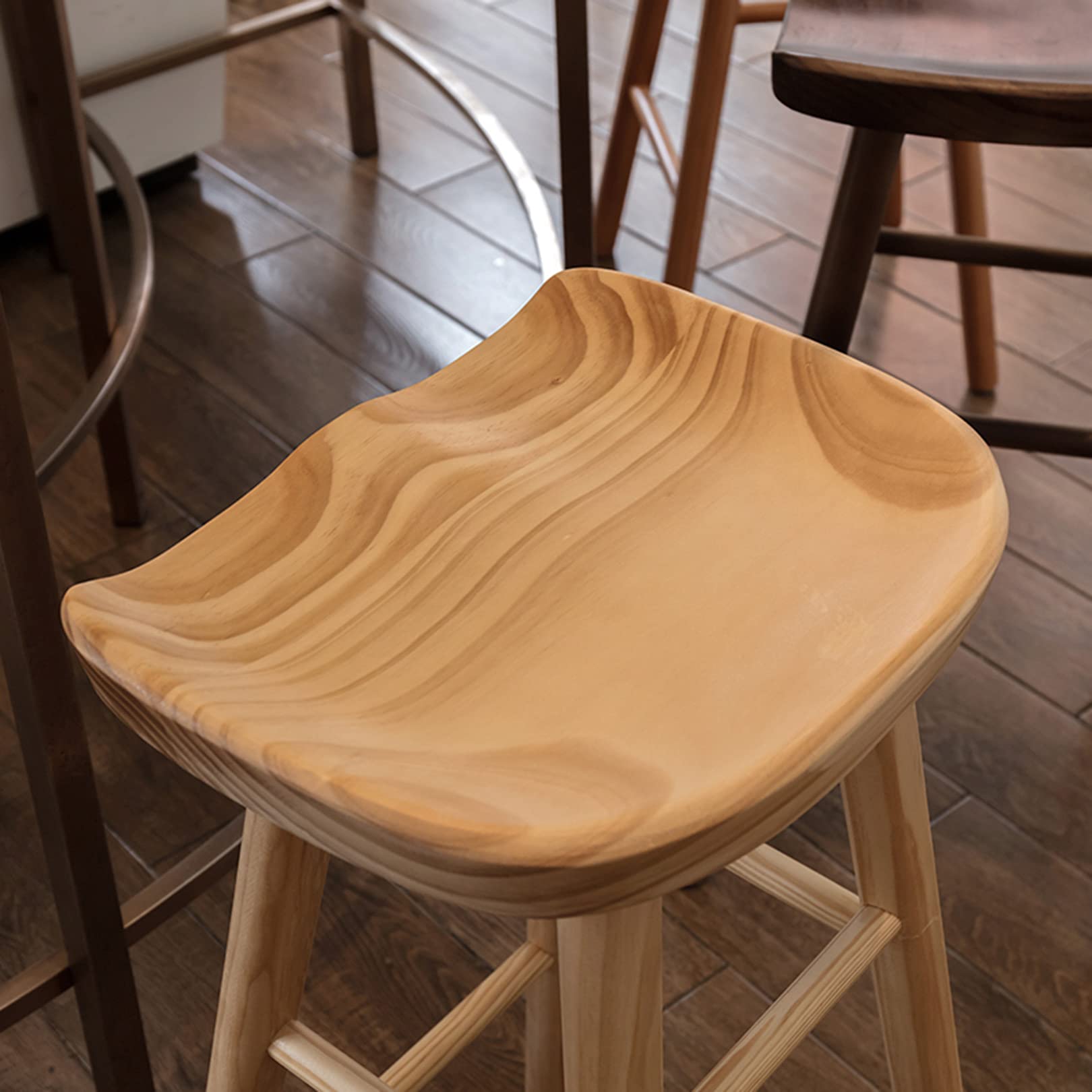 Siège De Remplacement En Bois Massif Pour Tabouret De Bar Rond - 30x30x2 Cm - Grain Naturel - Facile à Installer - Assise Solide - 5