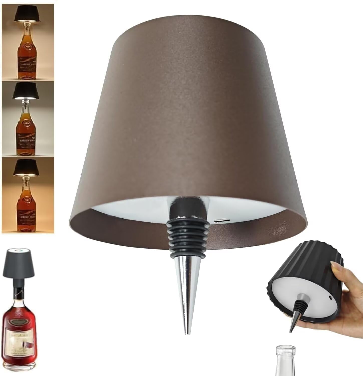 ARRITS Pridola Wireless Bottle Lamp, Portable LED Wireless Wine Bottle Light Head, RGB/3 Color Stepless Dimming Pridola Bottle Lamp, Rechargeable Touch Lamp Bar Lamp for Any Bottle — image 1