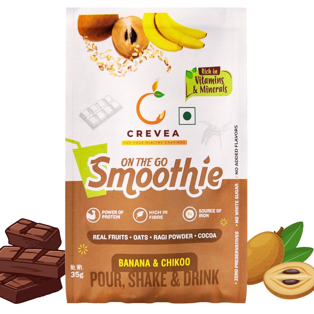 CREVEA Mexican Brown Smoothie Mix | Natural Fruit Powders, Chocolate, Oats & Ragi | No Refined Sugar | Nutritious and Delicious Breakfast Smoothie| 6 serves (B0C7QBWQSN) Amazon Price History, Amazon Price Tracker