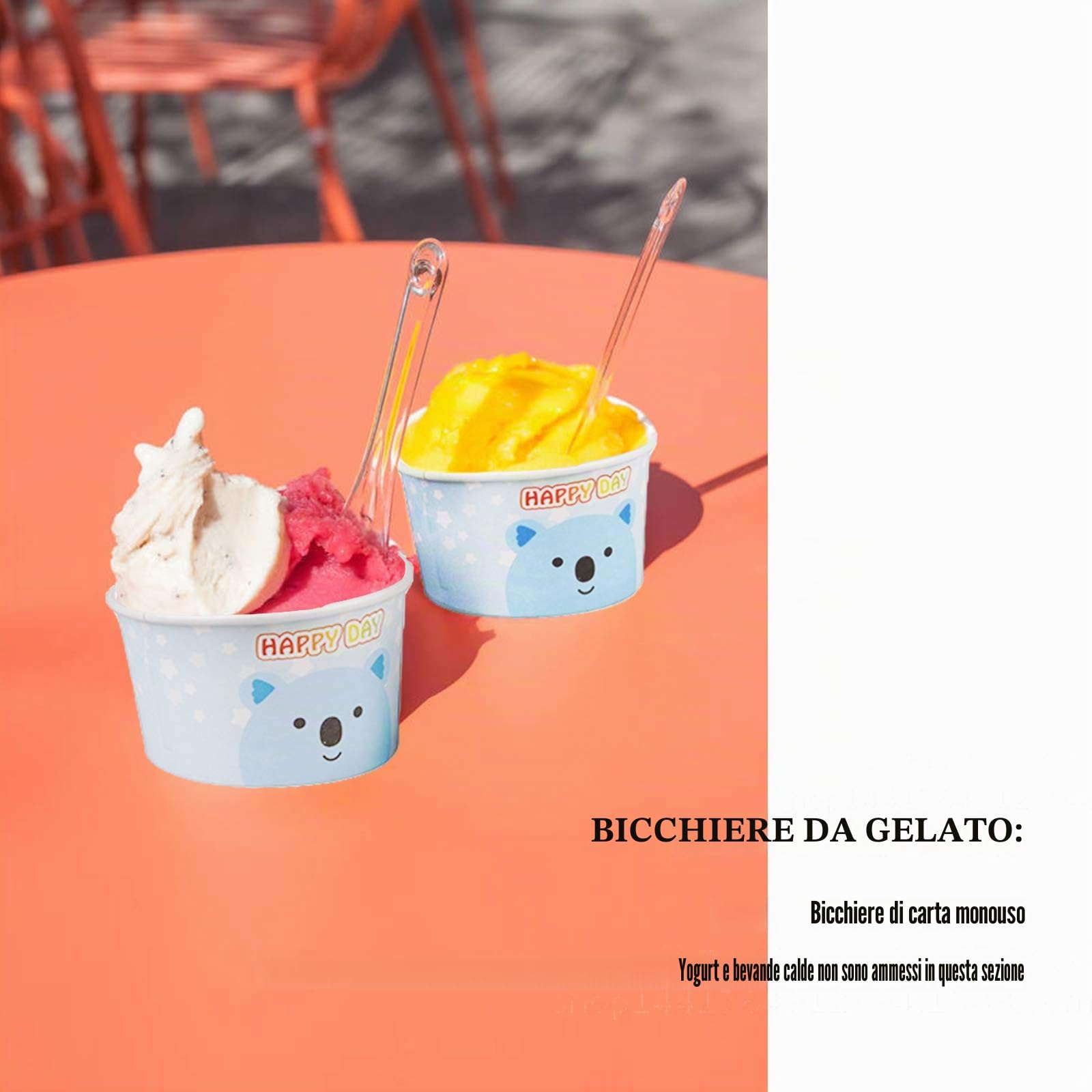 Coppe Gelato Carta Pezzi di Carta da Dessert gelato Coppette di Cartone Coppette Gelato da Dessert Ciotole per Gelati Dolci Snack Festa di Compleanno per Bambini Picnic 100Pezzi 120ml Blu e bianco