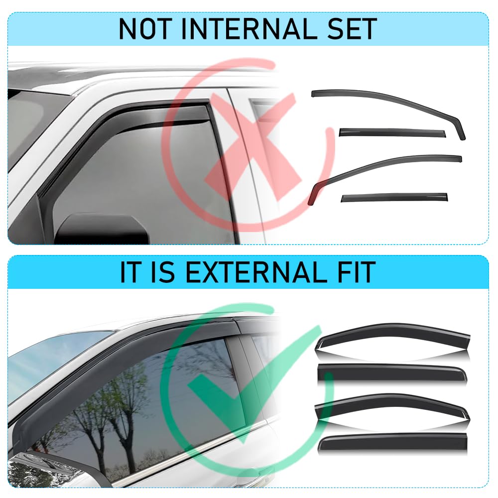 Windabweiser für Volkswagen VW Amarok 2023-2026 Doppelkabine V6 Aventura Trendline Startline Highline Tinted Kleben Regenabweiser (Amarok 2023-2026)