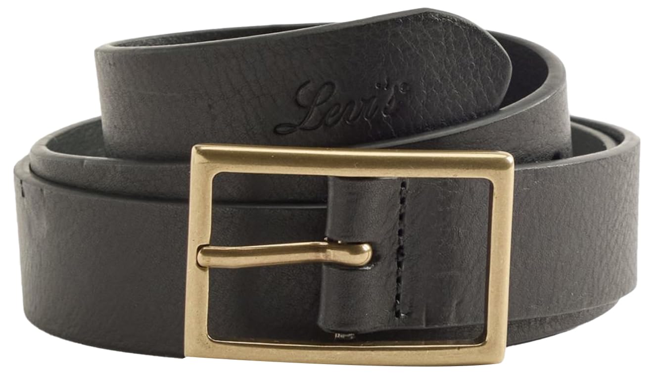 Levi's Women's Baggy & Puffer OTW Bovine Leather Belt, Caviar, 95, Caviar, 95