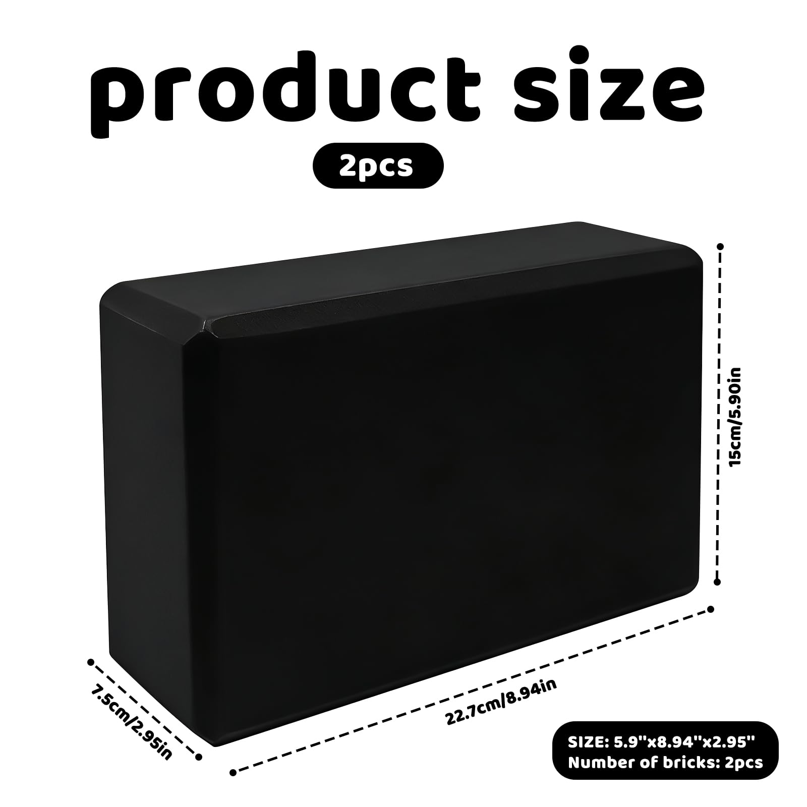 Lot de 2 blocs de yoga en mousse EVA haute densité antidérapants légers pour Pilates, méditation et étirements profonds, accessoires de fitness