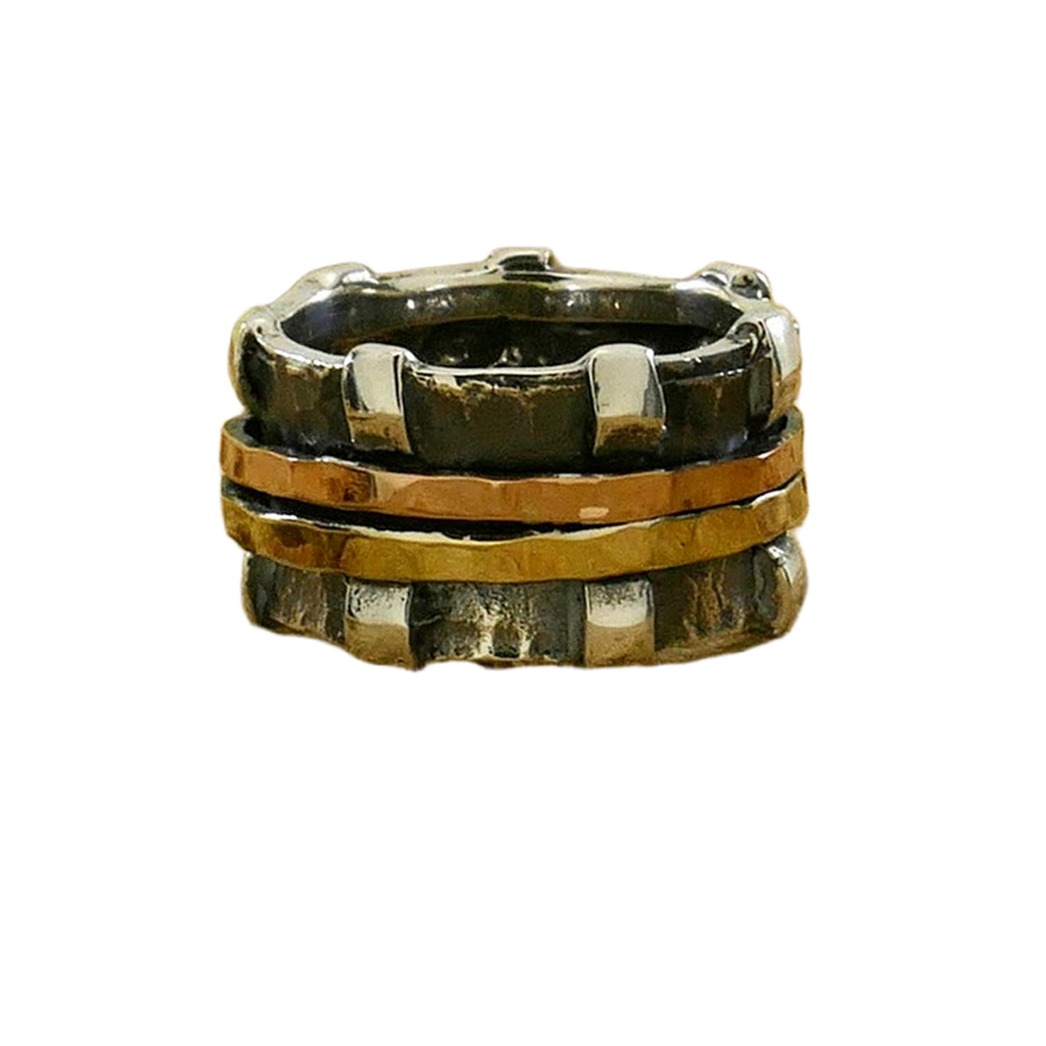 925 Sterling Silber Spinner Ring Unisex, minimalistisches Meditations-Fidget-Band, Meditation zur Angstlinderung, rotierender, gehämmerter Boho-Ring für Entspannung und Komfort | LK_SPV_T_0560