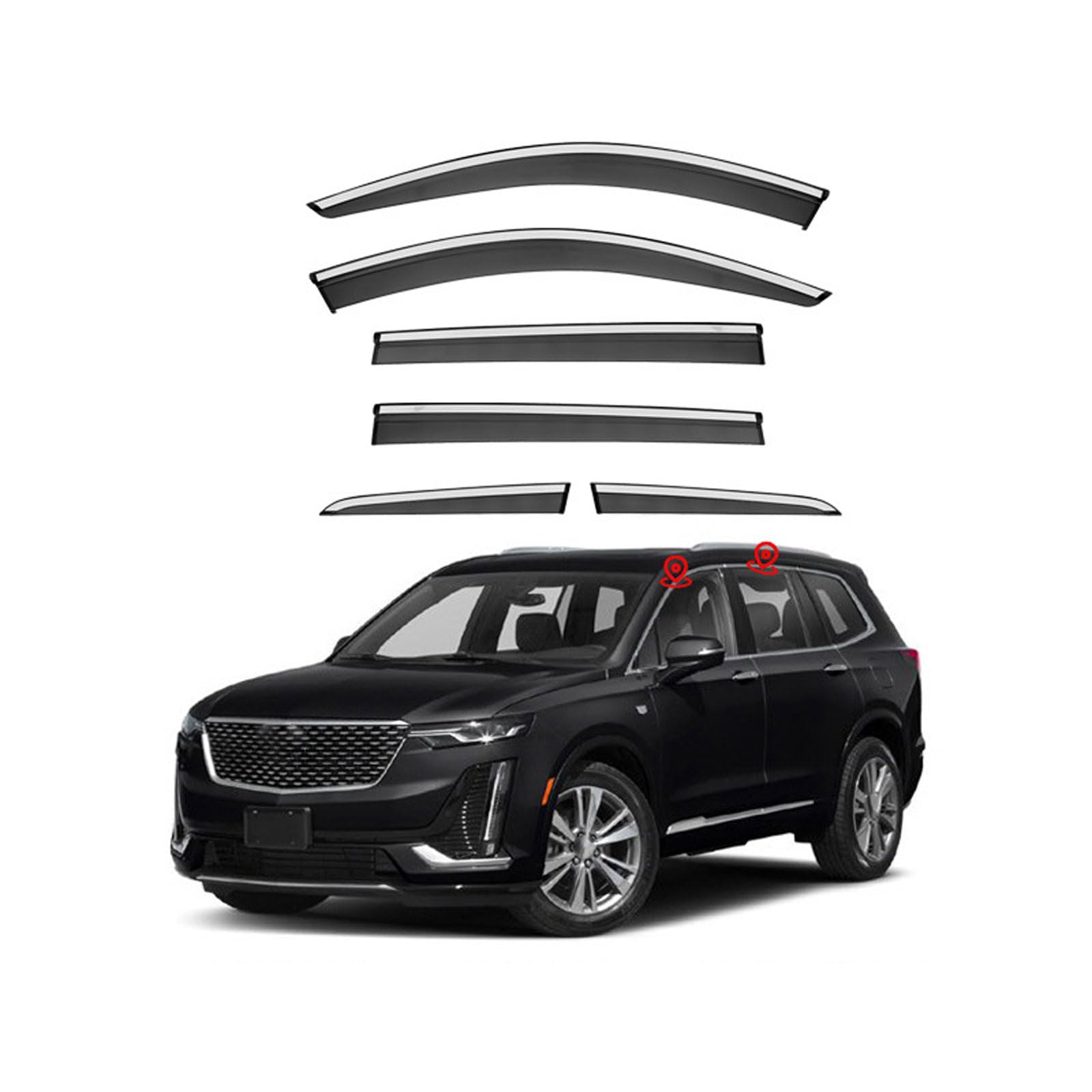 WXJMZMGDM 6Pcs Car Wind Deflectors for Cadillac XT6 MK1 2019 2020 2021 2022 2023 2024, Front Rear Side Window Visor Sun Rain Guard Shade, Car