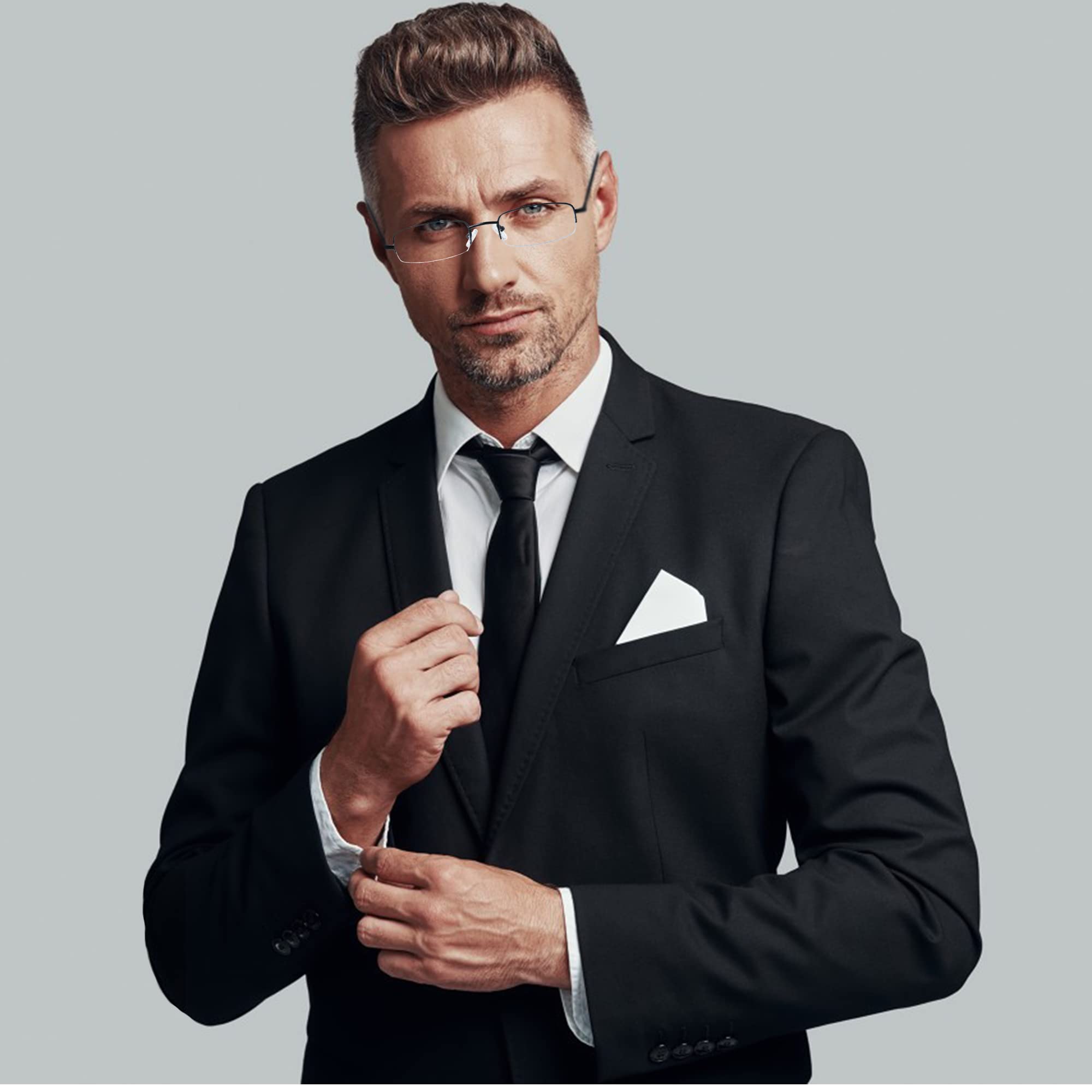 4 x Lesebrille aus Metall, halber Rahmen, für Herren, Damen, blaues Licht, blockierende Augen mit Federringen